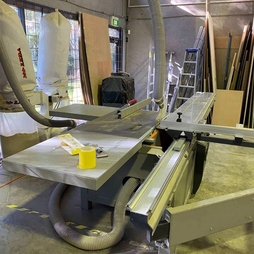 Machinery in Central Coast workshop used to create custom furniture for Central Coast, Newcastle and Hunter commercial fitouts