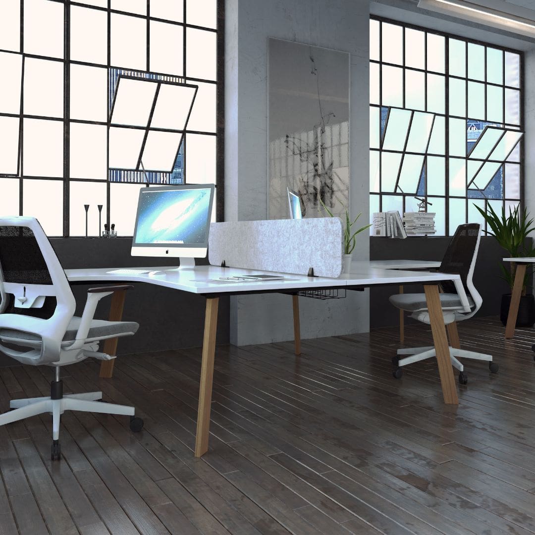 Stride Desking options with chairs in open plan office